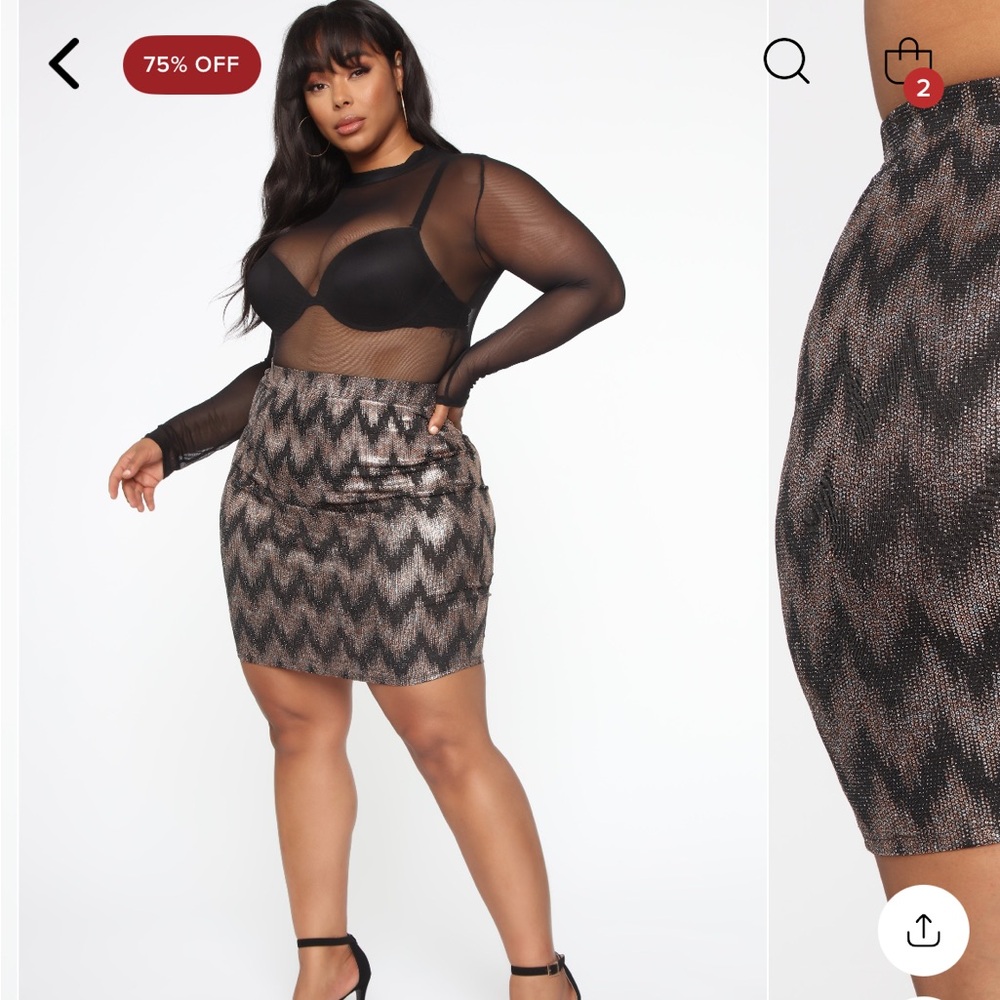 Fashion Nova Black and Gold Knee-Length Pencil Skirt